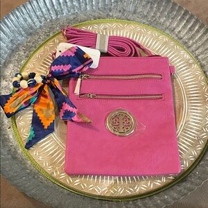Pink Crossbody Bag with Bag Charm